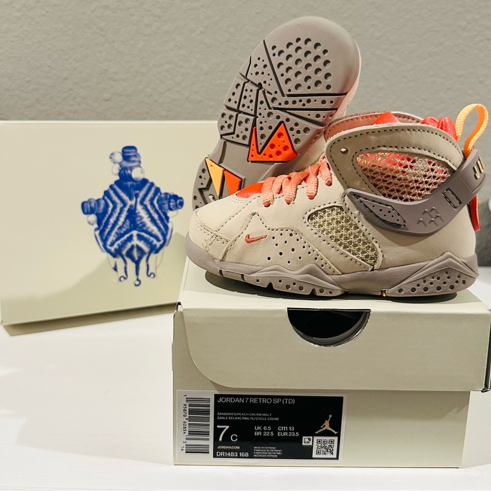 Jordan 7 Retro SP (TD), Size 7c, Sanddrift Peach Dream Malt
